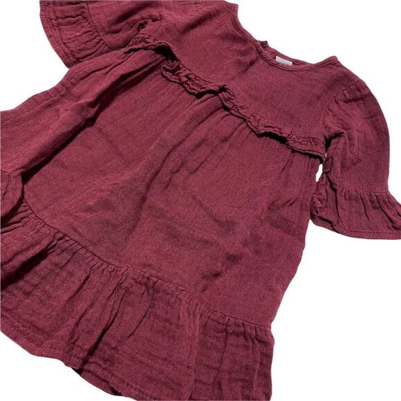 old Navy Textured Bell Sleeve Ruffled Dress Clove - Picture 2 of 3